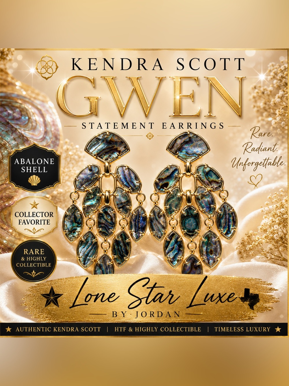Kendra Scott Gwen Gold Statement Earrings in Abalone Shell